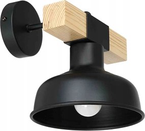Faro Black/természetes Fa fali lámpa 1xE27 60W