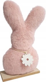 Nyuszi plüss fa alap dekoráció Húsvét 14x25x5cm rózsaszín