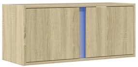 sonoma tölgy színű fali TV-szekrény LED-ekkel 80x31x35 cm