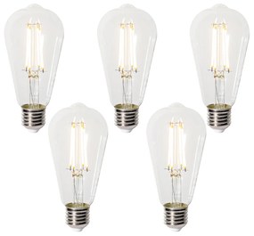5 db E27 3-staps dimbaar LED lamp ST64 clear 6W 700 lm 2700K