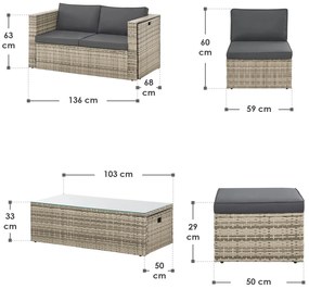 Juskys Salou rattan szett - szürke