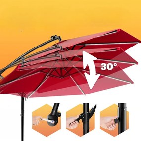 Deuba LED napernyő Mali Ø350 cm - piros