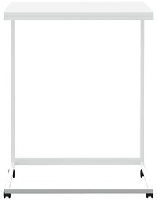 Fehér szerelt fa kisasztal kerekekkel 55x35x70 cm