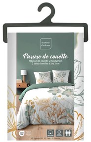 Fehér-zöld kétszemélyes-hosszabbított pamut ágyneműhuzat 240x220 cm Lolita – douceur d'intérieur