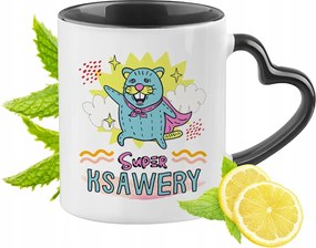 Fekete bögre szív alakú füllel Xavérnek Ideális Ajándék