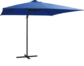vidaXL azúrkék konzolos napernyő LED-del és acélrúddal 250x250 cm