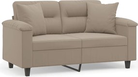 vidaXL 2 személyes tópszínű mikroszálas szövetkanapé párnákkal 120 cm