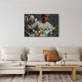 Kép - Frédéric Bazille, Young Woman with Peonies, reprodukciók (90x60 cm)