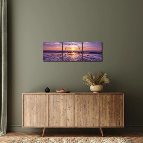 Tengerparti kép - naplemente (órával) (90x30 cm)