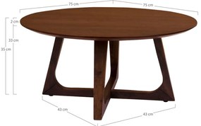 Hellerup dohányzóasztal dió furnér ø75x36 cm