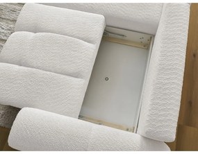 Fehér buklé kinyitható-tárolóhelyes sarokkanapé (bal oldali-heverő résszel) Roxelane – Bobochic Paris