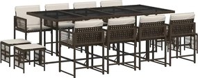 vidaXL 13 részes barna polyrattan kerti ülőgarnitúra párnákkal
