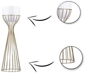 Fém virágcserép LOFT 68x20 cm arany/fehér