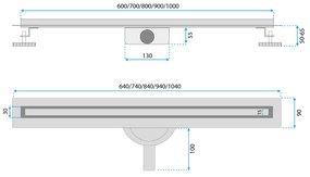 Rea Neox Slim Pro, zuhanylefolyó 100 cm, fekete matt, REA-G2712