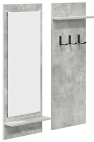 Fali Kabáthorog polcokkal Beton szürke 70 x 10 x 90 cm Faanyag