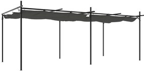 antracitszürke pergola behúzható tetővel 589 x 292 x 230 cm