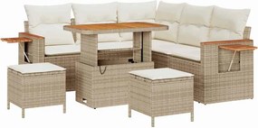 vidaXL Kerti Kanapé Szett párnával 9 pcs Beige és krém polirattan