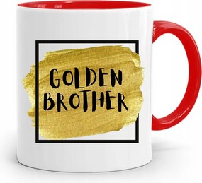 Piros Bögre Ajándék Testvérnek Golden Brother fényképes nyomtatással