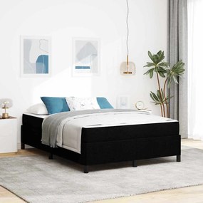 Boxrugós ágy Fekete és fekete 140 x 200 cm Textil és mérnöki fa