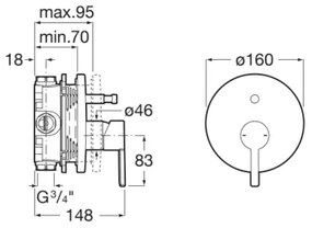 Roca A5A0B96C00 - NAIA falba süllyesztett zuhanycsaptelep, fényes króm