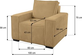 Fotel lábtartóval SMART SET, mustárszínű