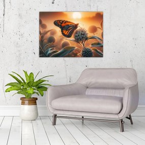 Kép – Pillangó a lenyugvó napban (70x50 cm)