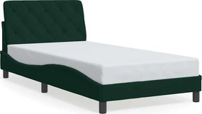 vidaXL sötétzöld bársony ágykeret matrac nélkül 100x200 cm