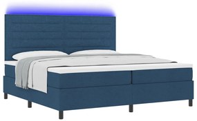 Rugós ágy matraccal és LED kék, 200 x 200 cm-es szövet