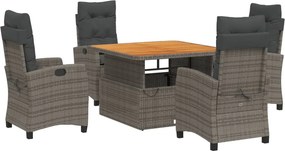 vidaXL 5 részes szürke polyrattan kerti étkezőgarnitúra párnával