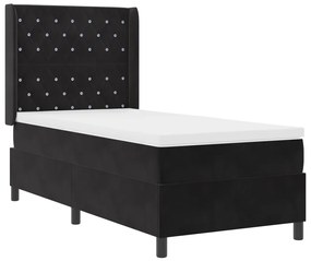 Boxspring Ágy Matrac és LED Fekete 100x200 cm Bársonyos