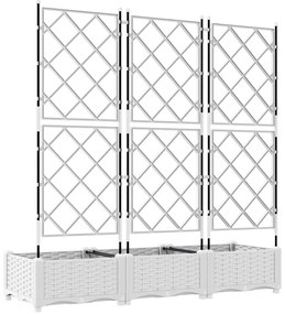 Kerti Virágcserép Rácsozattal 3 db Fehér 120x40x125.5 cm