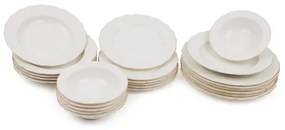 24 darabos porcelán étkészlet, fehér/arany