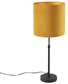 Asztali lámpa fekete sárga bársony árnyékolóval, aranyozott 25 cm - Parte