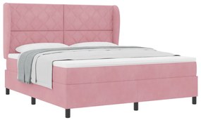 Boxspring Ágy Mattal Rózsaszín 180x200 cm Bársony