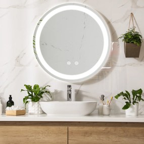 [pro.tec] LED-es fürdőszobai tükör Maratea Ø80cm ezüst kerettel