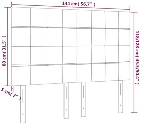 fekete szövet LED-es fejtámla 144x5x118/128 cm