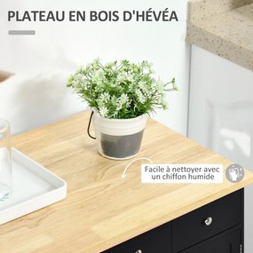 HOMCOM Fekete és Természetes Fa Étkezési Tálaló, Két Ajtós Szekrény, 2 Fiók és Állítható Polc | Aosom