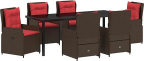 vidaXL Kert étkező szett 7 pcs Barna Poli rattan