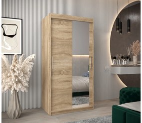 Ruhásszekrény 100 cm Toki 2 (szonoma tölgy + matt fehér). 1064968