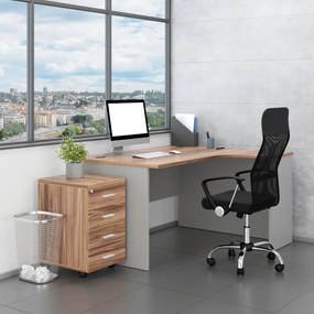 SimpleOffice 2 irodabútor szett, 140 cm, jobb, dió / szürke