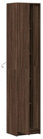 barna tölgy szerelt fa magasszekrény LED-ekkel 41,5x32,5x200 cm