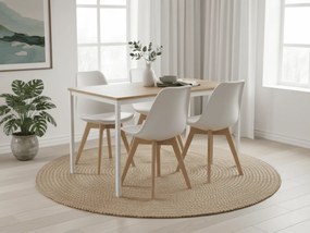 Étkezőgarnitúra 1 + 4, RAMOD asztal 100x60 cm fehér/tölgy dekor + fehér KITO szék