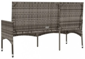 3 személyes szürke polyrattan kerti kanapé párnával