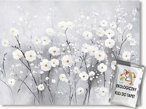 Fotótapéta Flizelina Natura Növény Fehér Virágok Gipsz Boho 200x140 ragasztó