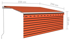narancs és barna kézzel kihúzható napellenző redőnnyel 3,5x2,5m
