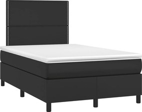 vidaXL fekete műbőr rugós ágy matraccal 120x190 cm