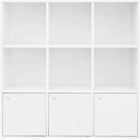 Könyvespolc, szabadon álló polc, 97,5 x 97,5 x 30 cm, fehér