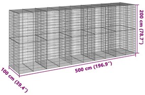 horganyzott vas gabion kosár fedéllel 500 x 100 x 200 cm