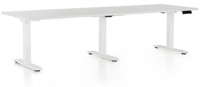 OfficeTech Long állítható magasságú asztal, 240 x 80 cm, fehér alap, világosszürke