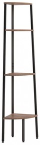 4 szintes sötétbarna és fekete sarokpolc 45,5 x 31,5 x 150 cm